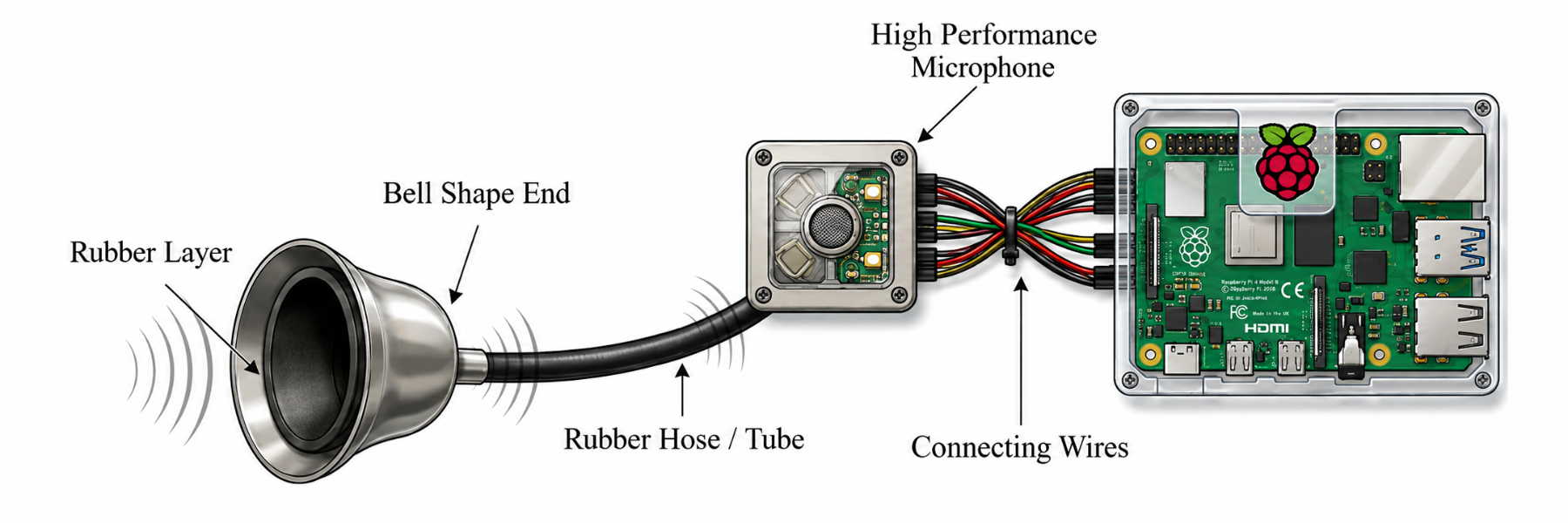 原论文 Figure 4：Architecture of the IoT-based audio acquisition device used for capturing acoustic signals from…