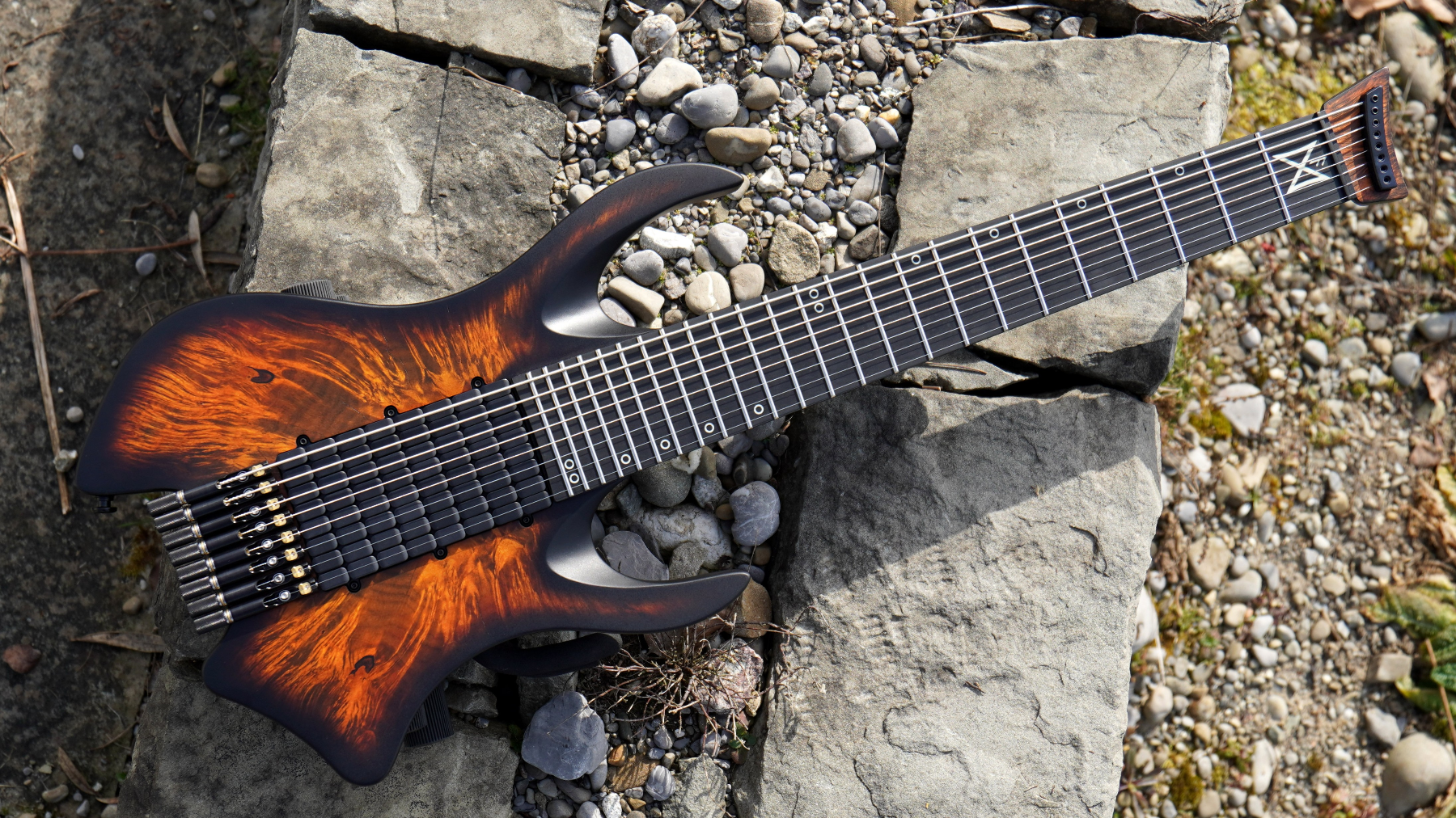 原论文 Figure 1：Photo of the custom-made eight-string electric guitar with the PolyMap Pickup System.