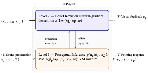 原论文 Figure 2:Architecture of the hierarchical FEP agent.